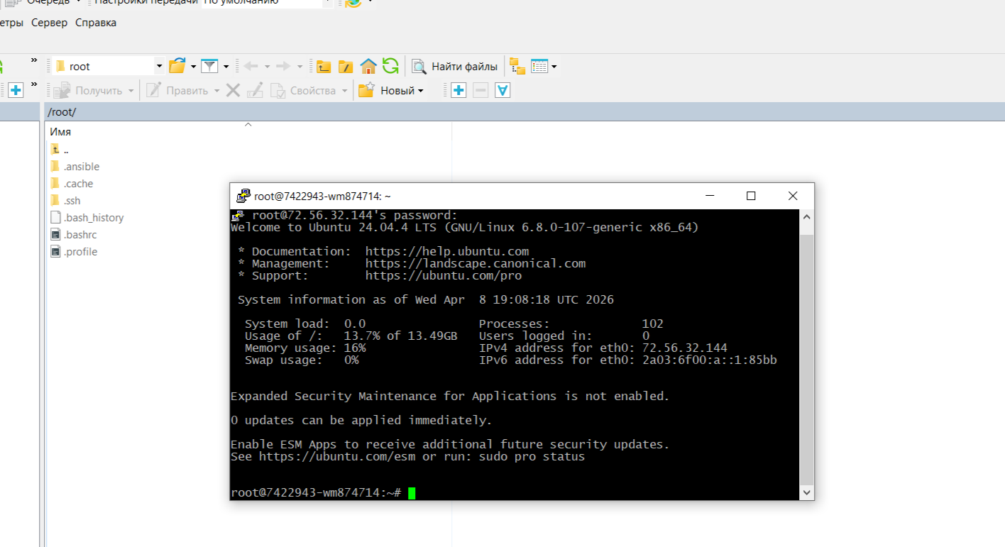 Подключение к серверу через WinSCP и PuTTY